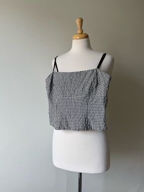 Tombolini Gingham Zip Detail Crop Top